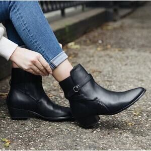 NWOB Womens Thursday Boot Company Rogue Black Leather Ankle Boots-7.5